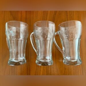 Coca Cola Thick Vintage Glass Mugs